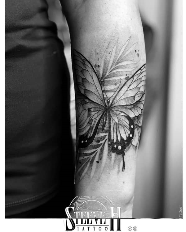 Half Sleeve Butterfly Tattoo with Subtle Shading