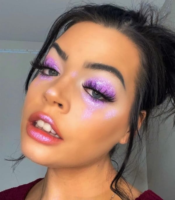 Glittery Euphoria Themed Purple Makeup