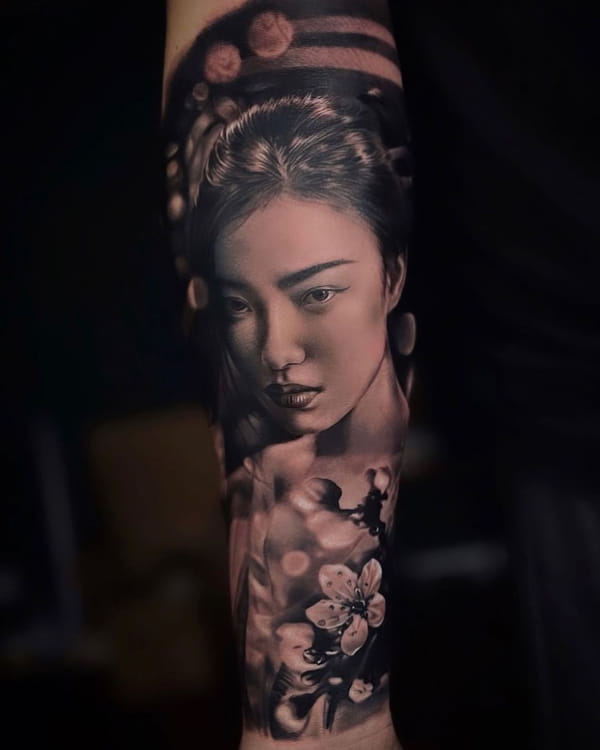 Realistic Portrait Tattoo for Half Sleeve