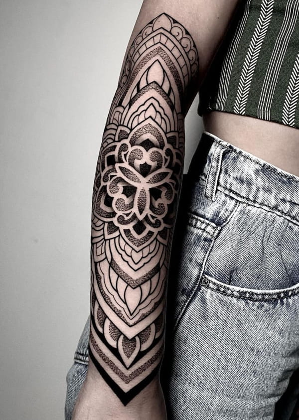 Half Sleeve Mandala Tattoo for Women
