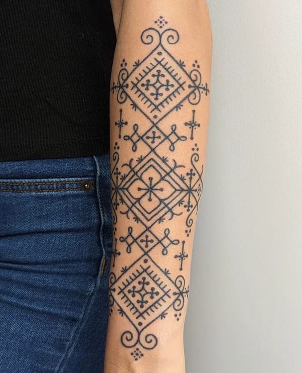 Geometric Feminine Half Sleeve Tattoo