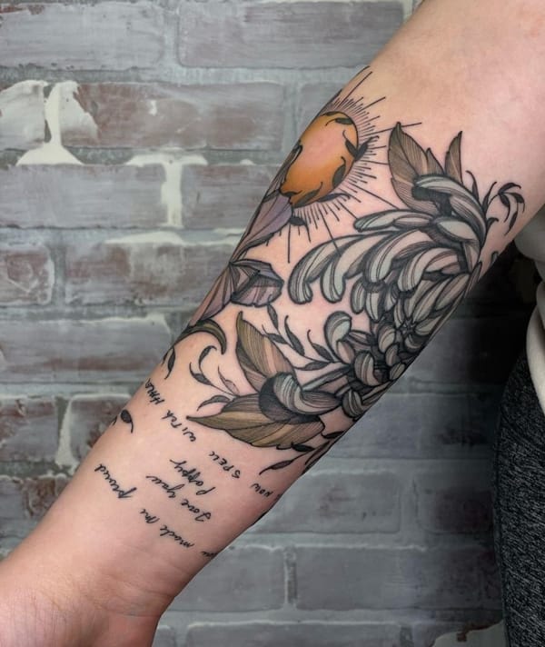 Half Sleeve Tattoo with Small Font Quote