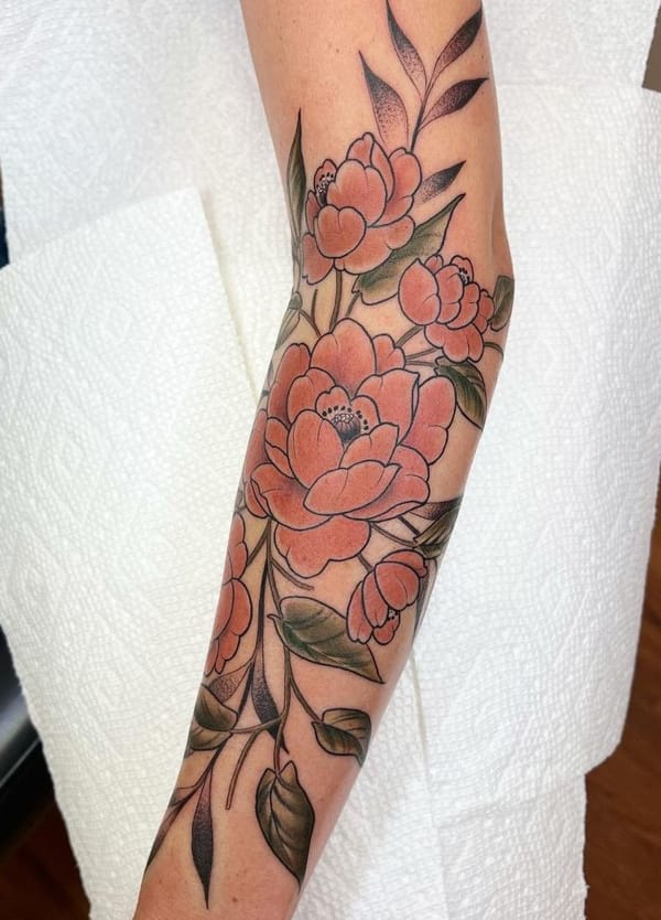 Large Colorful Girly Tattoo on a Sleeve