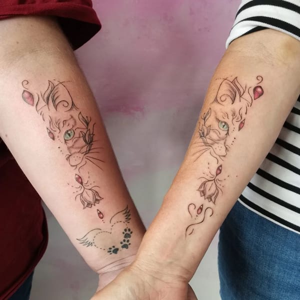 Girly Matching Tattoo Design for Women