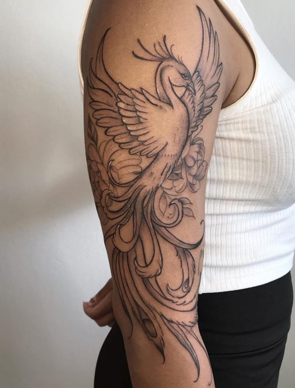 Classy Half Sleeve Phoenix Tattoo